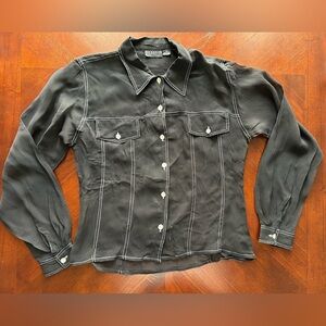 MAGAZINE  sheer long-sleeved blouse, size M